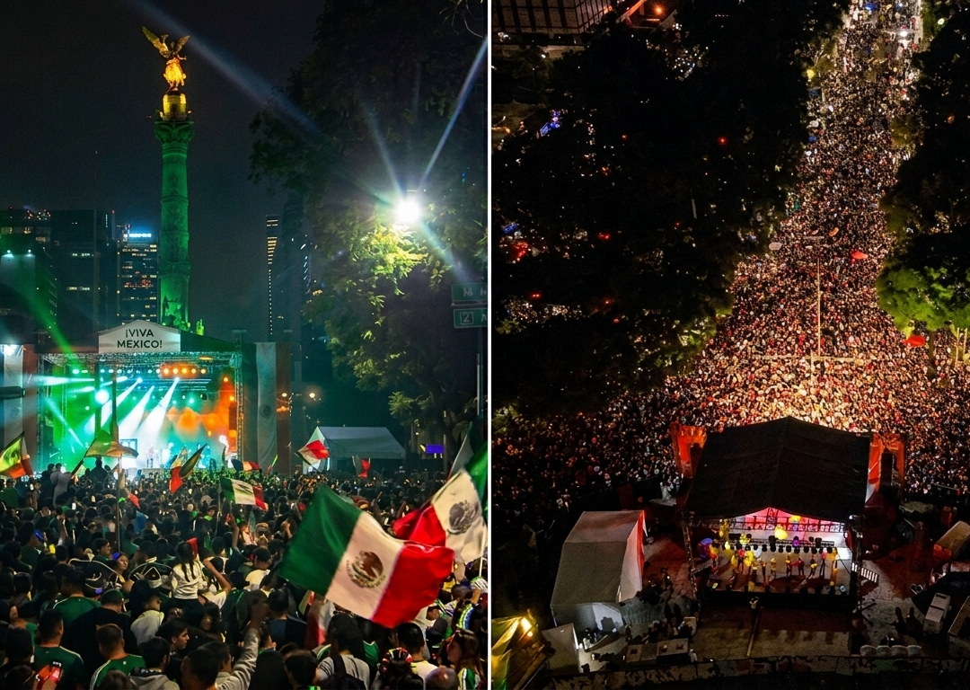 Festejos en el Ángel por triunfo del Tricolor